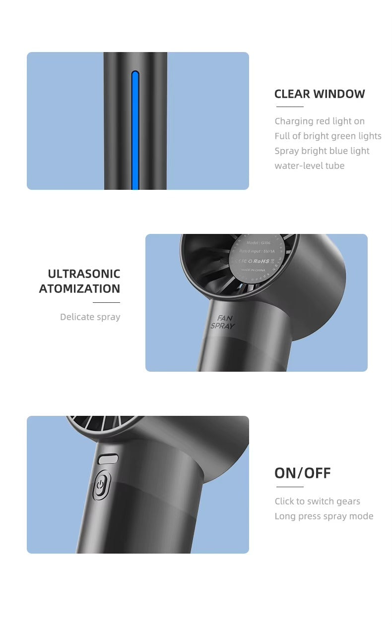 Tragbarer Ventilator mit Sprühnebel